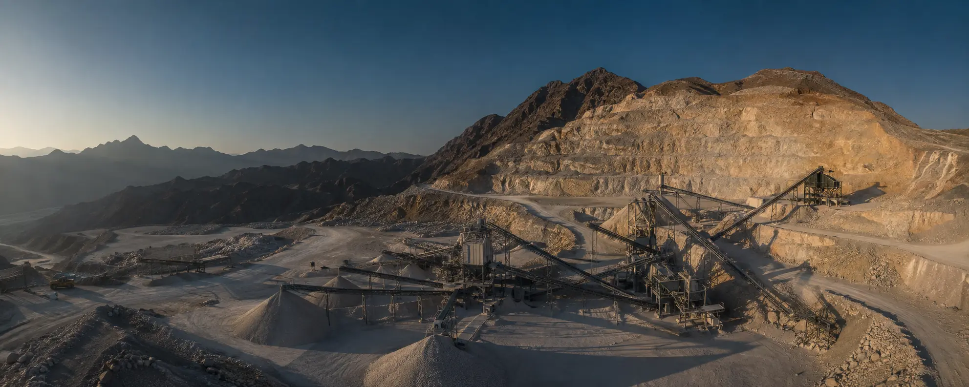 Modern limestone quarry and crushing facility